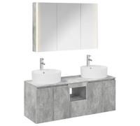 Nqyjm Ensemble d'armoire de Salle de Bain 4 pc Gris béton L3406466 | Tiroir, Étagère et Porte, Meuble Toilette Rangement pour Salon, WC Invités, Buanderie, Chambre