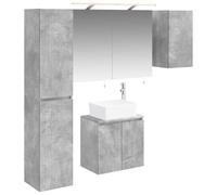 Nqyjm Ensemble d'armoire de Salle de Bain 5 pc Gris béton L3407314 | Étagère et Porte, Meuble Toilette Rangement pour Salon, WC Invités, Buanderie, Chambre