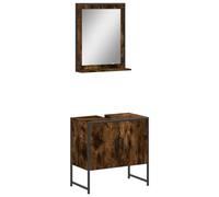 Nqyjm Ensemble d'armoires de Salle de Bain 2 pièce chêne fumé L3214336 | Compartiment et 2 Portes, Meuble Toilette Rangement pour Salon, WC Invités, Buanderie, Chambre