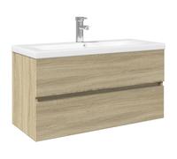 Nqyjm Ensemble de Meubles de Bain 2 pièce céramique et L3664 | Bois ingénierie, Tiroir, Armoire Toilette Rangement Mobilier pour Salon, Salle de Bain, WC Invités, Buanderie, Chambre