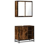 Nqyjm Ensemble de Meubles de Salle de Bain 2 pièce Chêne fumé L3300907 | Porte et Compartiment, Armoire Toilette Rangement Mobilier pour Salon, WC Invités, Buanderie, Chambre