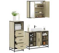 Nqyjm Ensemble de meubles de salle de bain 3 pièces chêne sonoma bois matériau salle de bain armoire de rangement pour salle de bain cuisine buanderie LH1301033