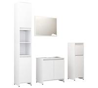 Nqyjm Ensemble de Meubles de Salle de Bain 4 pièce Blanc L6889 | Bois ingénierie, Porte et Compartiment, Armoire Toilette Rangement Mobilier pour Salon, WC Invités, Buanderie, Chambre