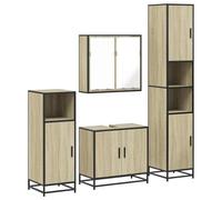 Nqyjm Ensemble de Meubles de Salle de Bain 4 pièce chêne Sonoma L3301186 | Étagère et Porte, Armoire Toilette Rangement Mobilier pour Salon, WC Invités, Buanderie, Chambre