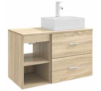 Nqyjm Ensemble de Mobilier de Salle de Bain 2 pc Chêne Sonoma L3403890 | Tiroir et Étagère, Meuble Toilette Rangement Armoire pour Salon, WC Invités, Buanderie, Chambre