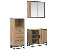Nqyjm Ensemble de Mobilier de Salle de Bain 3 pc Chêne Artisanal L3402373 | Tiroir, Étagère et Porte, Meuble Toilette Rangement Armoire pour Salon, WC Invités, Buanderie, Chambre