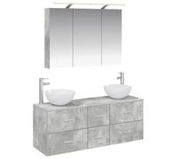 Nqyjm Ensemble de Mobilier de Salle de Bain 4 pc Gris béton L3406738 | Porte et Compartiment, Meuble Toilette Rangement Armoire pour Salon, WC Invités, Buanderie, Chambre