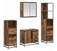 Nqyjm Ensemble de Mobilier de Salle de Bain 4 pièces Bois Ancien L3402329 | Tiroir, Étagère et Porte, Meuble Toilette Rangement Armoire pour Salon, WC Invités, Buanderie, Chambre