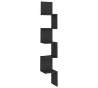 Nqyjm Étagère d'angle Murale Noir 20x20x127,5 cm Bois d’ingénierie Salon | Décoration Mural Tablettes Flottante, Rangement Suspendue pour Mur, Cuisine, Chambre, Salle de Bain, Entrée, Bureau