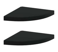 Nqyjm Étagères d'angle Flottantes Lot de 2 Noir 35x35x3,8 cm MDF Salon | Décoration Mural Tablettes, Rangement Suspendue pour Mur, Cuisine, Chambre, Salle de Bain, Entrée, Bureau