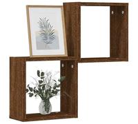 Nqyjm Étagères Murales sous Forme Cube Lot de 2 chêne Marron 30x15x30 cm | Décoration Mural Tablettes Flottante, Rangement Suspendue pour Mur, Cuisine, Chambre, Salle de Bain, Entrée, Bureau