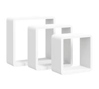 Nqyjm Étagères Murales sous Forme de Cube Lot de 3 Blanc MDF L323952H | Décoration Mural Tablettes Flottante, Rangement Suspendue pour Salon, Mur, Cuisine, Chambre, Entrée, Bureau