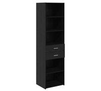 Nqyjm Meuble de Rangement avec Étagères et 2 Tiroirs Haut Armoire Chêne Noir 50 x 42.5 x 185 cm Bois d'ingénierie Buffet de Cuisine, Placard Latérale de Salle à Manger pour Salon