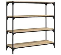 Nqyjm Meuble TV Chêne Sonoma 100x33x100 cm Bois d'ingénierie et Acier | Bibliothèque Étagère sur Pied Meuble de Rangement, Armoire avec Compartiments pour Bureau, Salle à Manger, Chambre