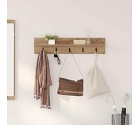 Nqyjm Porte-manteau mural en chêne Artisan - 80 x 10,5 x 18 cm - Crochet à clés avec étagère pour couloir, garde-robe, chambre à coucher - Décoration et rangement