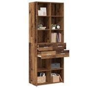 Nqyjm Salon Bibliothèque Bois Ancien 30x42.4x185.2 cm | Meuble de Rangement avec Étagères et 2 Tiroirs, Buffet de Cuisine, Armoire Latérale Placard de Salle à Manger pour Chambre