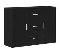 Nqyjm Salon Buffet chêne Noir 91x29,5x65 cm Bois d'ingénierie | Meuble de Rangement avec 2 Portes et 3 Tiroirs, Armoire Latérale Placard de Salle à Manger pour Cuisine, Chambre