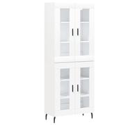 Nqyjm Salon Buffet Haut Blanc 69,5x34x180 cm Bois d'ingénierie LH7 | Meuble de Rangement avec 2 Portes vitrées, Armoire Latérale Placard de Salle à Manger pour Cuisine, Chambre