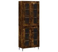 Nqyjm Salon Buffet Haut Chêne fumé 69,5x34x180 cm Bois d'ingénierie LH4 | Meuble de Rangement avec 2 Portes vitrées, Armoire Latérale Placard de Salle à Manger pour Cuisine, Chambre