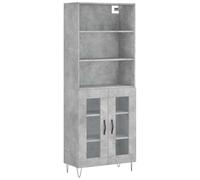 Nqyjm Salon Buffet Haut Gris béton 69,5x34x180 cm Bois d'ingénierie LH1 | Meuble de Rangement avec 2 Portes vitrées, Armoire Latérale Placard de Salle à Manger pour Cuisine, Chambre