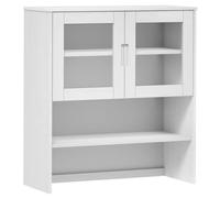 Nqyjm Salon Dessus de Buffet MOLDE Blanc 90x35x100 cm Bois Massif de pin | Meuble de Rangement avec 3 Étagères et de 2 Portes, Armoire Latérale Placard de Salle à Manger pour Cuisine, Chambre