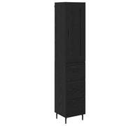 Nqyjm Salon Haut Armoire Chêne Noir 34,5x34x180 cm Bois d'ingénierie | Meuble de Rangement avec 3 Tiroirs, Buffet de Cuisine, Placard Latérale de Salle à Manger pour Chambre