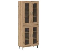 Nqyjm Salon Haut Armoire Lot de 2 Chêne Artisanal 69,5x34x180 cm LH6 | Meuble de Rangement avec 2 Portes vitrées, Buffet de Cuisine, Placard Latérale de Salle à Manger pour Chambre
