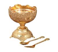 NRVTRE Bol de service à dessert classique et élégant en métal et verre, complet avec cuillère et fourchette pour collations à la crème glacée, vaisselle de salle à manger fruits