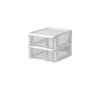 NRVTRE Tour de Rangement Plastique, 2/3/4/5 Tiroirs, Petite Tour de Rangement en Plastique, Idéale Rangement Bureau, Cours, Documents, Fournitures, Accessoires (Blanc, 2 Tiroirs, Hauteur 12CM)
