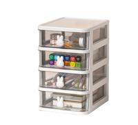 NRVTRE Tour de Rangement Plastique, 2/3/4/5 Tiroirs, Petite Tour de Rangement en Plastique Tiroir avec Poignée Lapin, Idéale Rangement Bureau, Accessoires 13,4x17cm (Blanc, 4 Tiroirs, Hauteur 21cm)