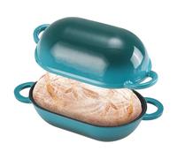 NSIRONS Moule à pain en fonte avec couvercle, 23 cm, en fonte émaillée, cocotte avec couvercle, 2,75 l, idéale pour le pain, le pain, le four, dégradé de bleu et vert