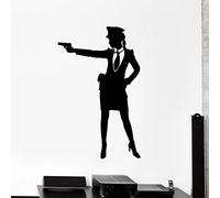 NSRJDSYT Policiers Sticker Mural Flic Femme Femme Pistolet Arme Vinyle fenêtre Autocollants Poste de Police Bureau décor intérieur Papier Peint Cool 74x117cm