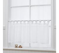 NSXIN Rideau brise-bise en voile avec passants - Transparent - Moderne - En gaze - Pour cuisine, salon, maison de campagne - 45 x 90 cm - Blanc pur