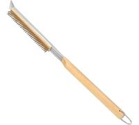 NSXVIA Brosse à four à pizza avec grattoir en acier inoxydable - Poils en laiton, manche en bois, anneau de suspension - Accessoire de four à pizza pour Ooni, Gozney, Blackstone et pierres à pizza