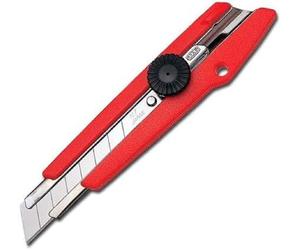 NT Cutter Olfa L-500 P Rouge (Cutter avec molette, Lame sécable de 18 mm, Aide à la Rupture, Couteau Universel) 489942