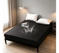 NTBED Protège-Matelas imperméable en Polyester avec Poches Profondes - Drap-Housse de Couleur Unie - 152,4 x 203,2 cm (Noir, Grand lit)