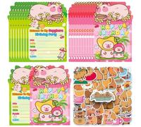 NTEVXZ 20pcs Capybara Kit Carte D'invitation Anniversaire, 50pcs Autocollants Capybara Imperméables, Carte Invitation Anniversaire à Thème