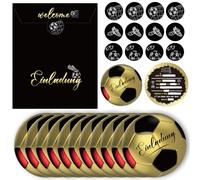 NTEVXZ Lot de 12 Football Carte Invitation Anniversaire avec 12 Enveloppes et 12 Autocollants Football Invitation pour Garcon Fille Décoration de Football