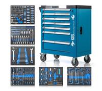 NTG Chariot à Outils + Outils + 7 tiroirs, 247 pièces, verrouillable, Dont 6 avec Outils, avec Inserts Souples en Aspect Carbone, tiroirs remplis, servante d'atelier, boîte à Outils