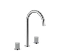 Nu mélangeur pour lavabo "l" 3 trous corps lisse poignées cannelées. chromé - ROCA A5A3E3FC00