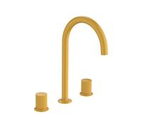 Nu mélangeur pour lavabo "l" 3 trous corps lisse poignées cannelées. jaune miel - ROCA A5A3E3FP10