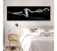 Nu Portrait Art Affiche Impression sur Toile Peinture Sexy Dormir Noir et Blanc Femmes Mur Art Photo pour Chambre Décor 70x140cm Sans Cadre