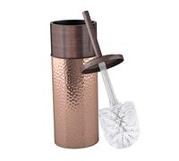 nu steel Porte-brosse de toilette rond en acier inoxydable pour salle de bain avec finition colorée, livré avec une doublure en plastique complète à l'intérieur pour éviter les gouttes, bronze, cuivre
