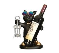 NUACOS Porte-Bouteille de vin, casier à vin en résine, Sculpture de Bouledogue, Support de vin, décor pour comptoir de Cuisine, Bar, décor de Table,Noir,21x13x28.5cm