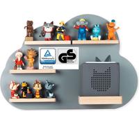 Nuage d'étagère pour enfants / Suspendu pour Tonie Box et Tonie Figures / Étagère d'économie d'espace / H. 34 x W. 48 x D. 19 / Rangement de boîtes à musique murales avec inserts magnétiques / Nuages