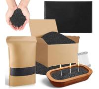 Nuanchu Kit de bougies en sable perlé avec mèches - Bol à pâte en bois, 100 mèches, huile parfumée au jasmin et à la lavande, perles de bougie durables, non toxiques, réutilisables, noir (1,5 kg)