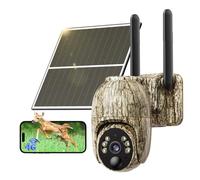 NUASI Caméra de chasse 4G LTE avec carte SIM, caméra solaire 2K pour | Caméra de surveillance extérieure à batterie avec application de transmission de téléphone portable, vision nocturne