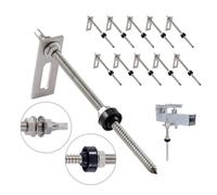 NuaSol Lot de 10 vis à double filetage avec tôle d'adaptation M10 x 200 mm en acier inoxydable