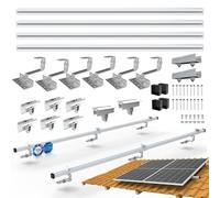 NuaSol Lot de 2 crochets de toit photovoltaïques PV pour toit de tuiles - Avec profilé solaire en aluminium, embouts de 35 mm, jusqu'à 115 cm de largeur par module et 35 mm de hauteur, NS-HE-ZDM2