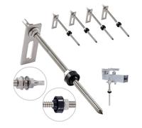 NuaSol Lot de 4 vis à double filetage avec tôle d'adaptation M10 x 200 mm en acier inoxydable